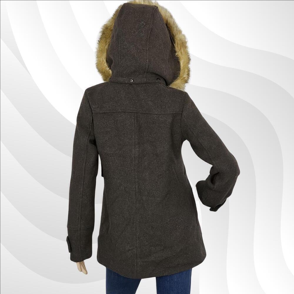 2/$50 NWOT Coffeeshop NY Twilight Plum Wool Blend Coat w/ Faux Fur Hood Size S - Picture 2 of 8